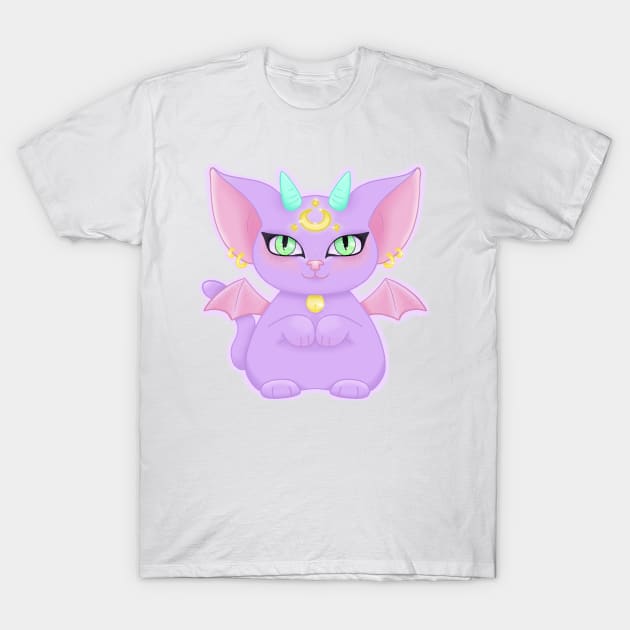 Kawaii Pastel Demon Luna Cat T-Shirt by ZombieCheshire